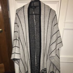 Heavyweight tribal print poncho cardigan